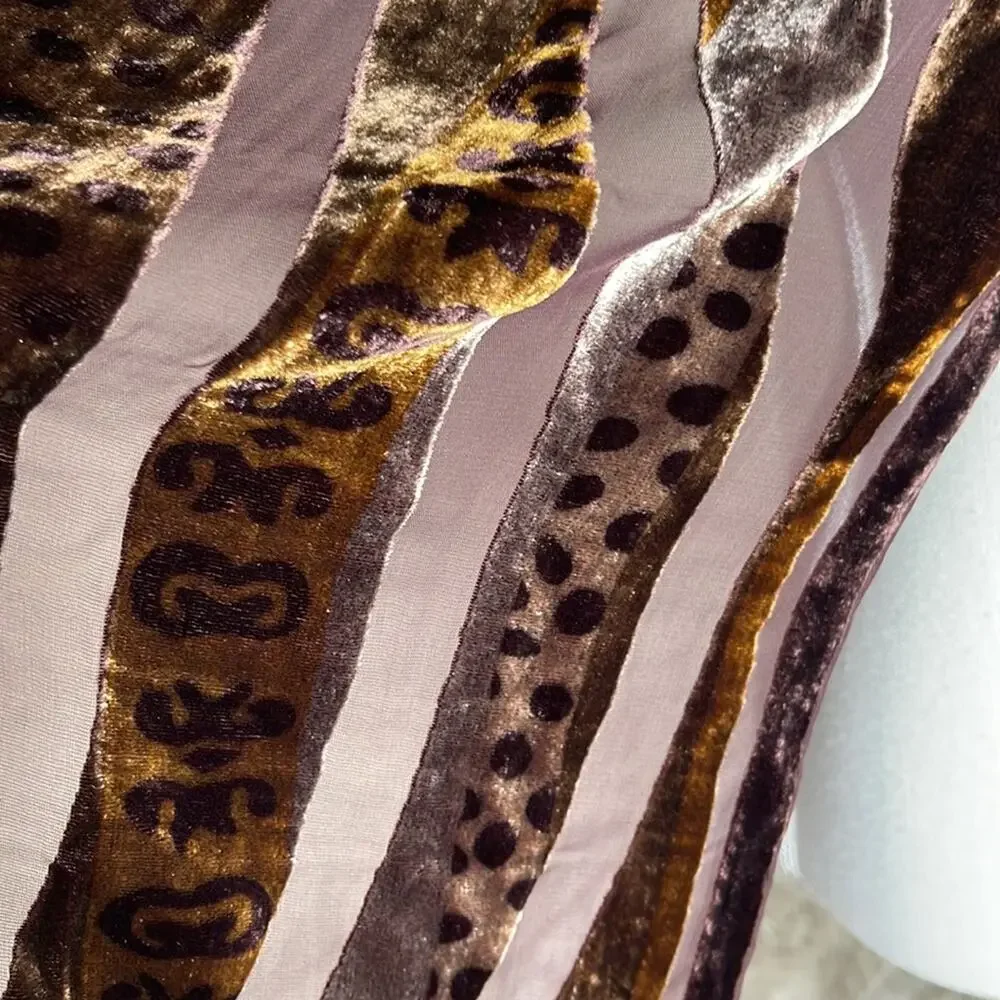 J&X NY Silk Blend‎ Velvet And Mesh Scarf 61x13 INVL1